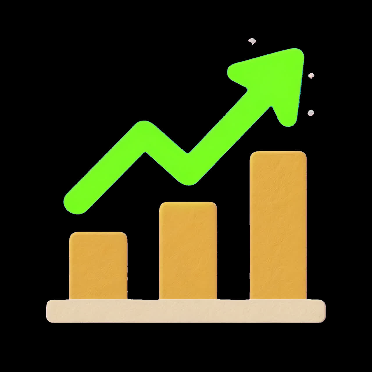 Growth chart with upward trend animation isolated asset, transparent 4K video, alpha channel, ProRes