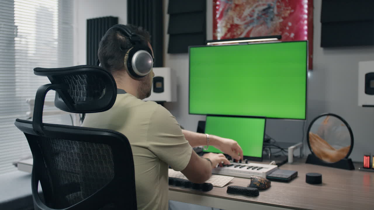 Music Producer Working in Home Studio