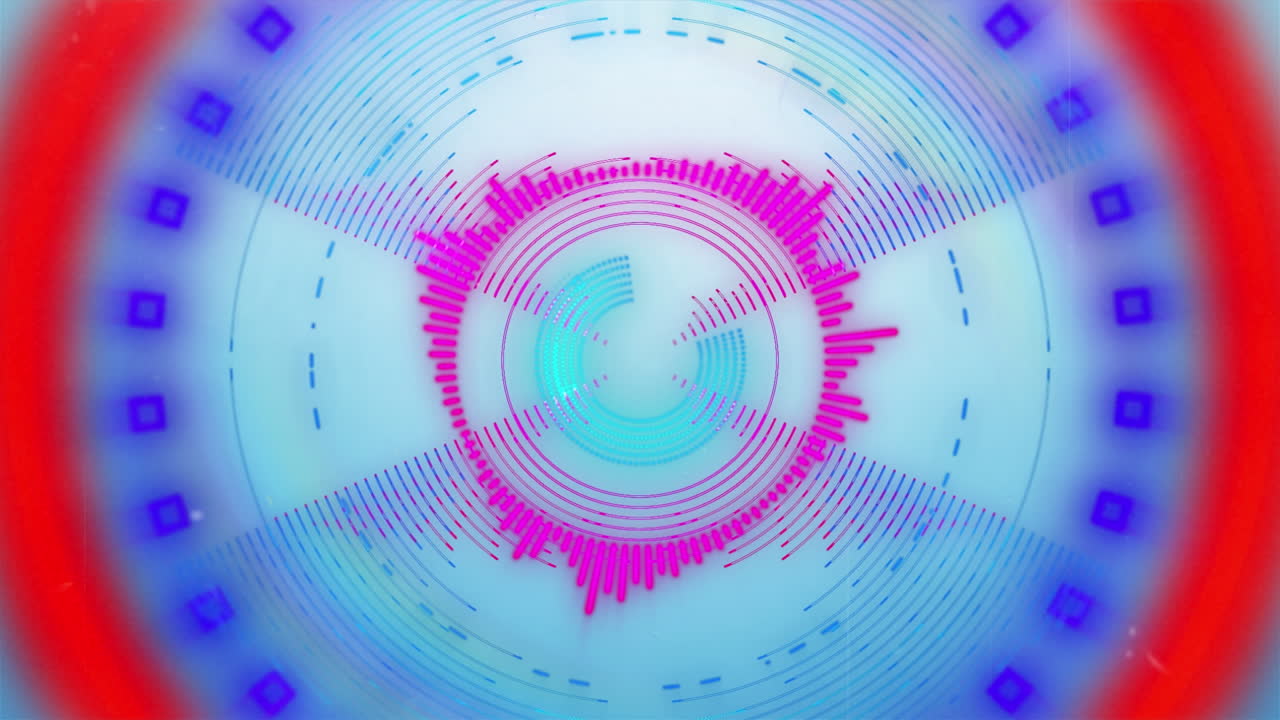 animazione di forme e cerchi su sfondo blu