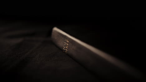 close-up of a black leather book