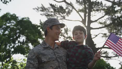 soldier with his family