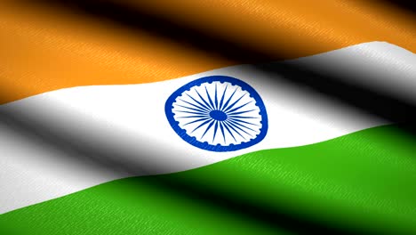 india flag waving textile textured background. seamless loop animation. full screen. slow motion. 4k video