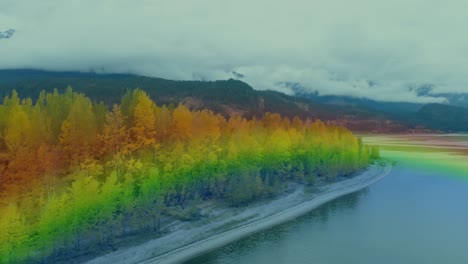 video de la niebla del arco iris sobre el paisaje rural en movimiento