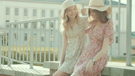 two women friends enjoying summer day out