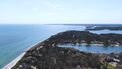 luxury living district near atlantic ocean, high altitude aerial view