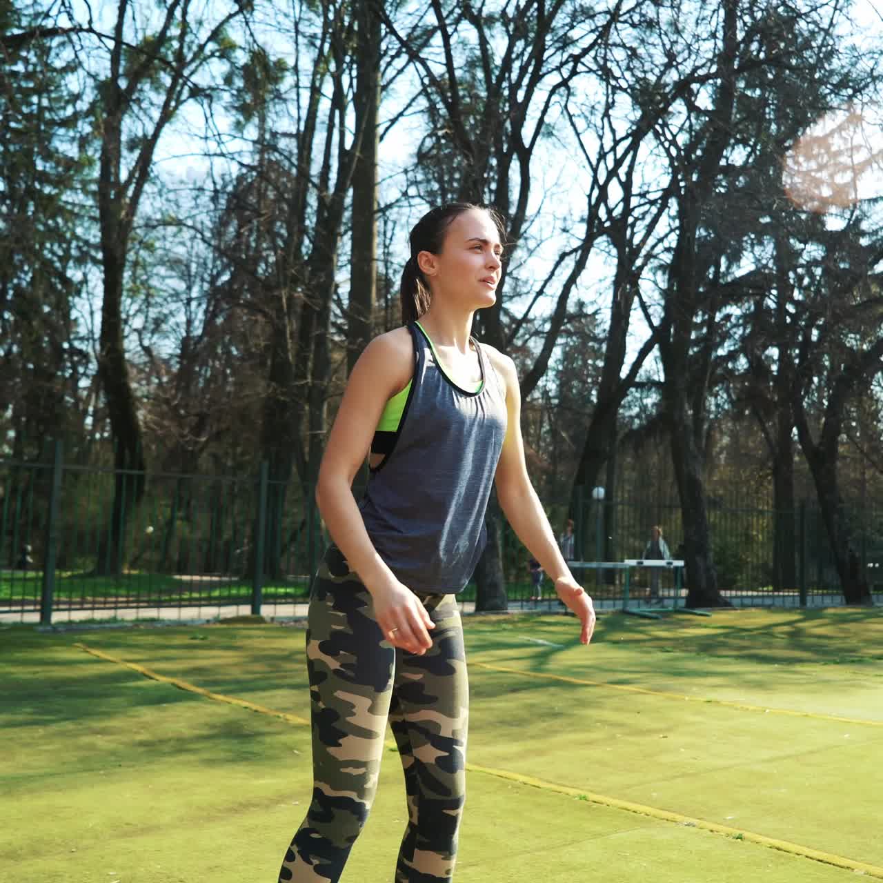 Girl doing leg muscle exercises. Slim athletic woman workout. Women doing fitness exercises. Female athlete training