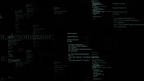 Animation of binary coding and data processing on black background