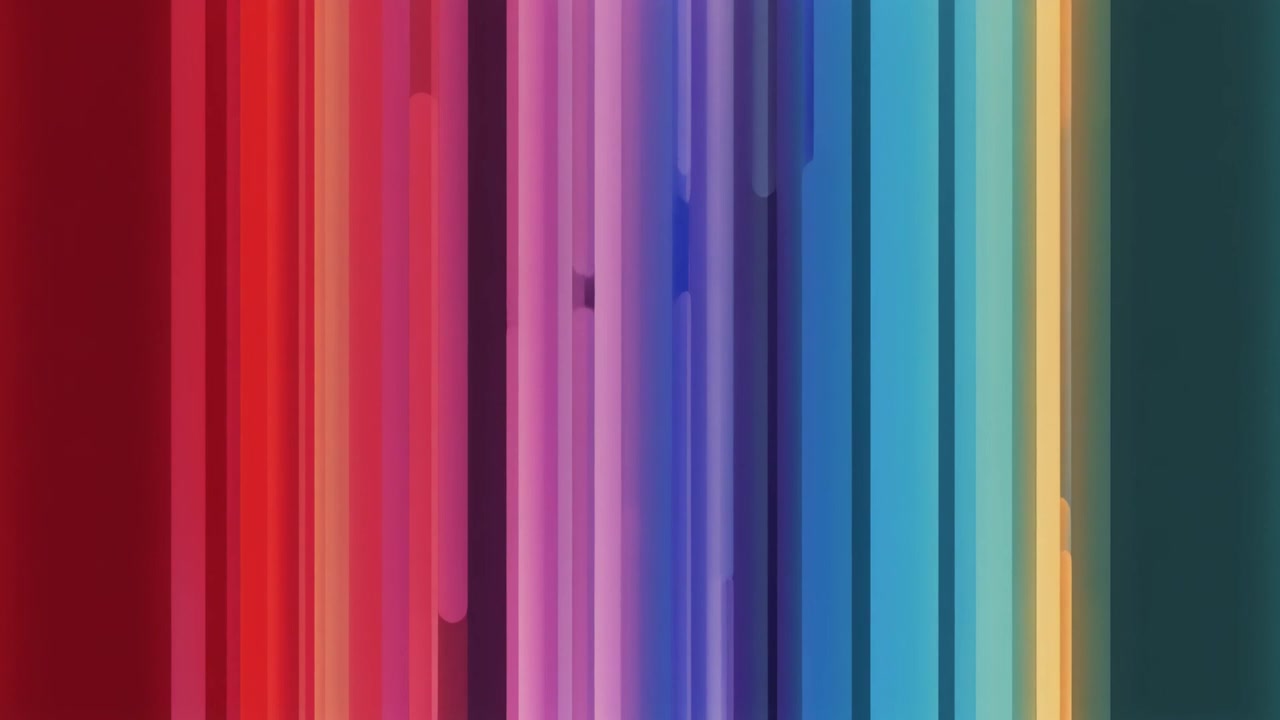 Barras verticales coloridas abstractas expandiéndose y contrayéndose sobre fondo negro