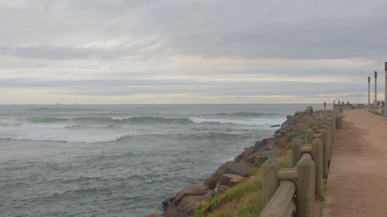 Beautiful Beach with  Background of fisherman, Durban, RSA