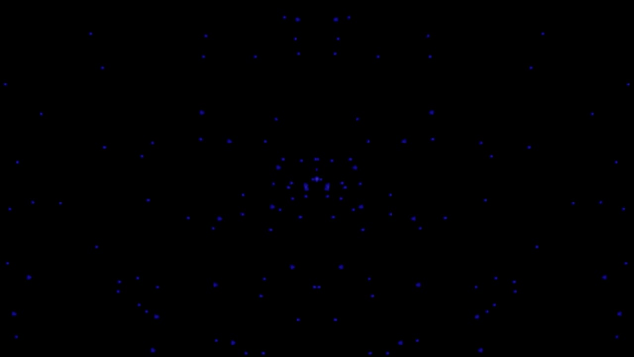 Abstract Symmetrical Pattern of Pulsing Blue Dots on Black Background