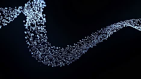 las partículas luminosas fluyen y giran con gracia contra un fondo oscuro, creando un cautivador espectáculo visual que recuerda a una danza cósmica.