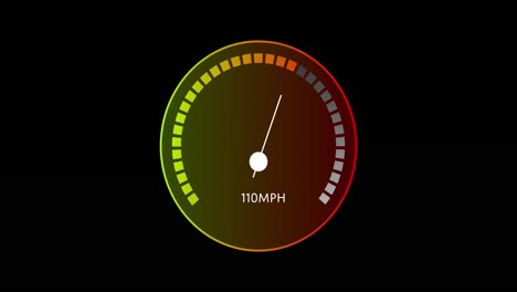 animation of car speedometer on black background