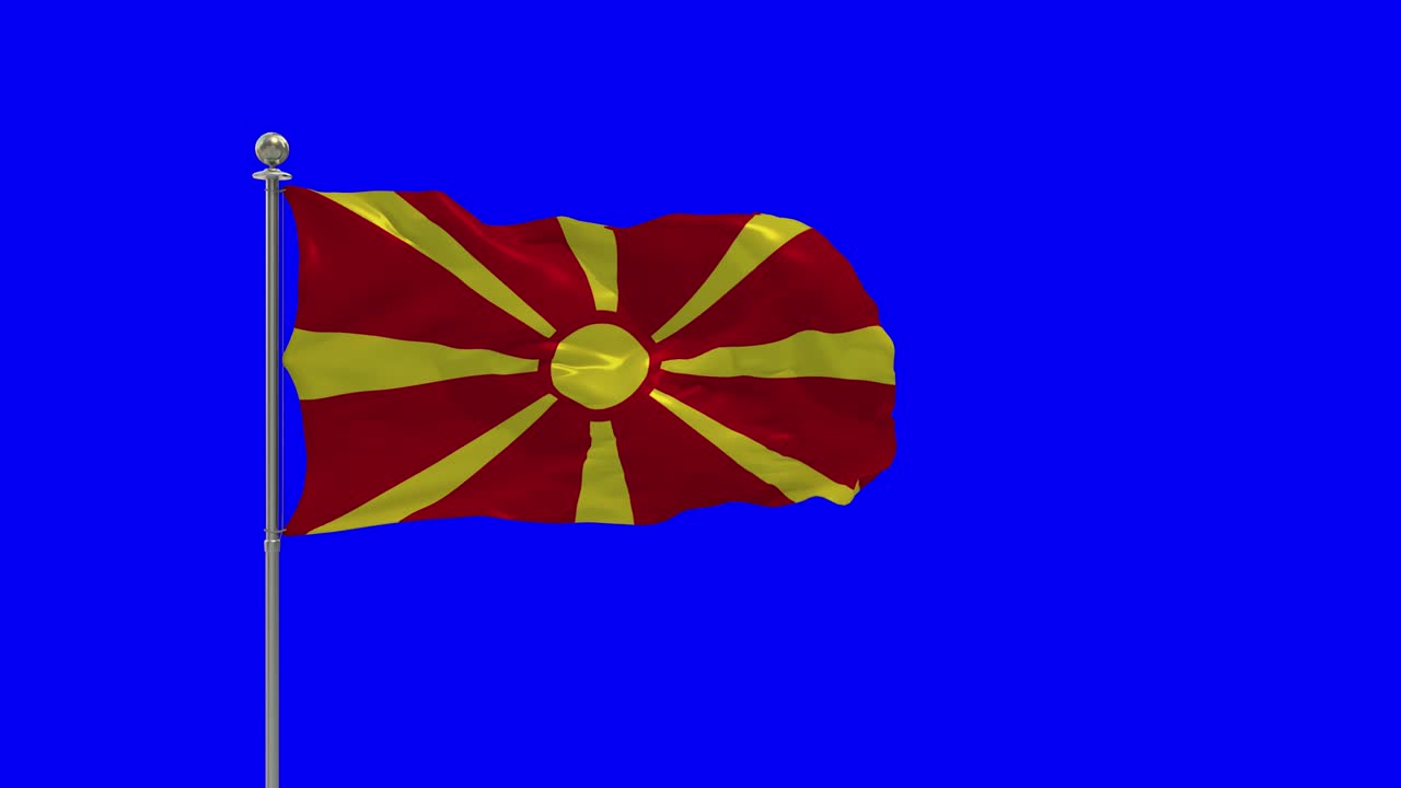 macedonia ilustración 3d de la bandera ondeando en un poste con croma