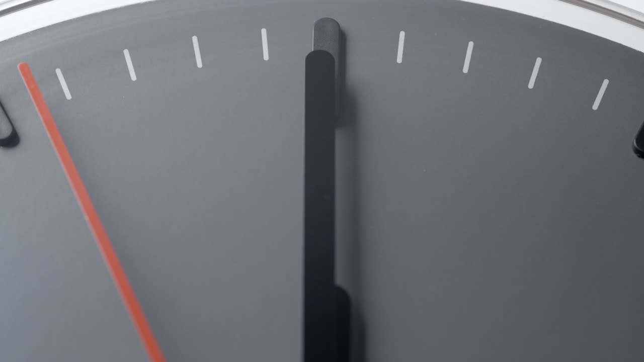 Clock Face in realtime 12 o'clock on white wall in office