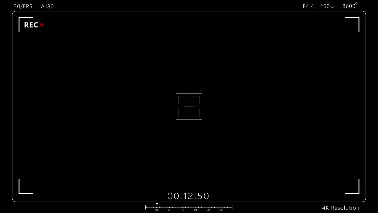 Camera recording interface rec symbol timer frame guides focus target settings display for