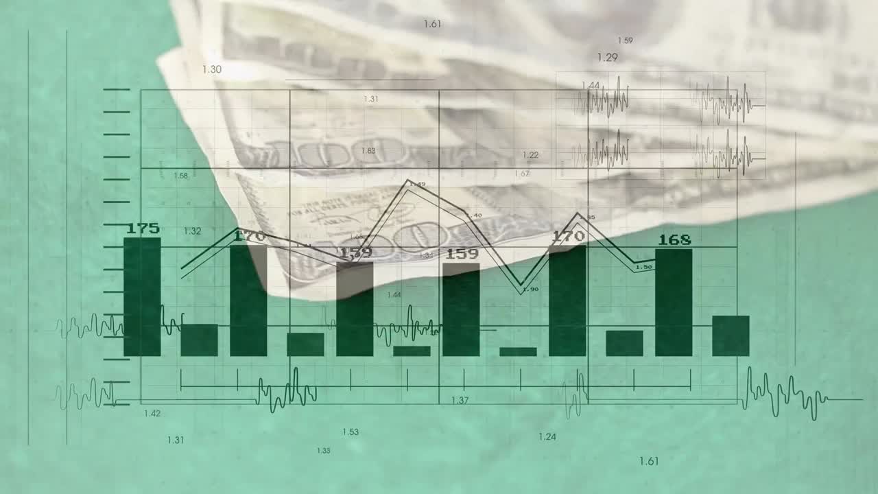 animación del procesamiento de datos sobre billetes