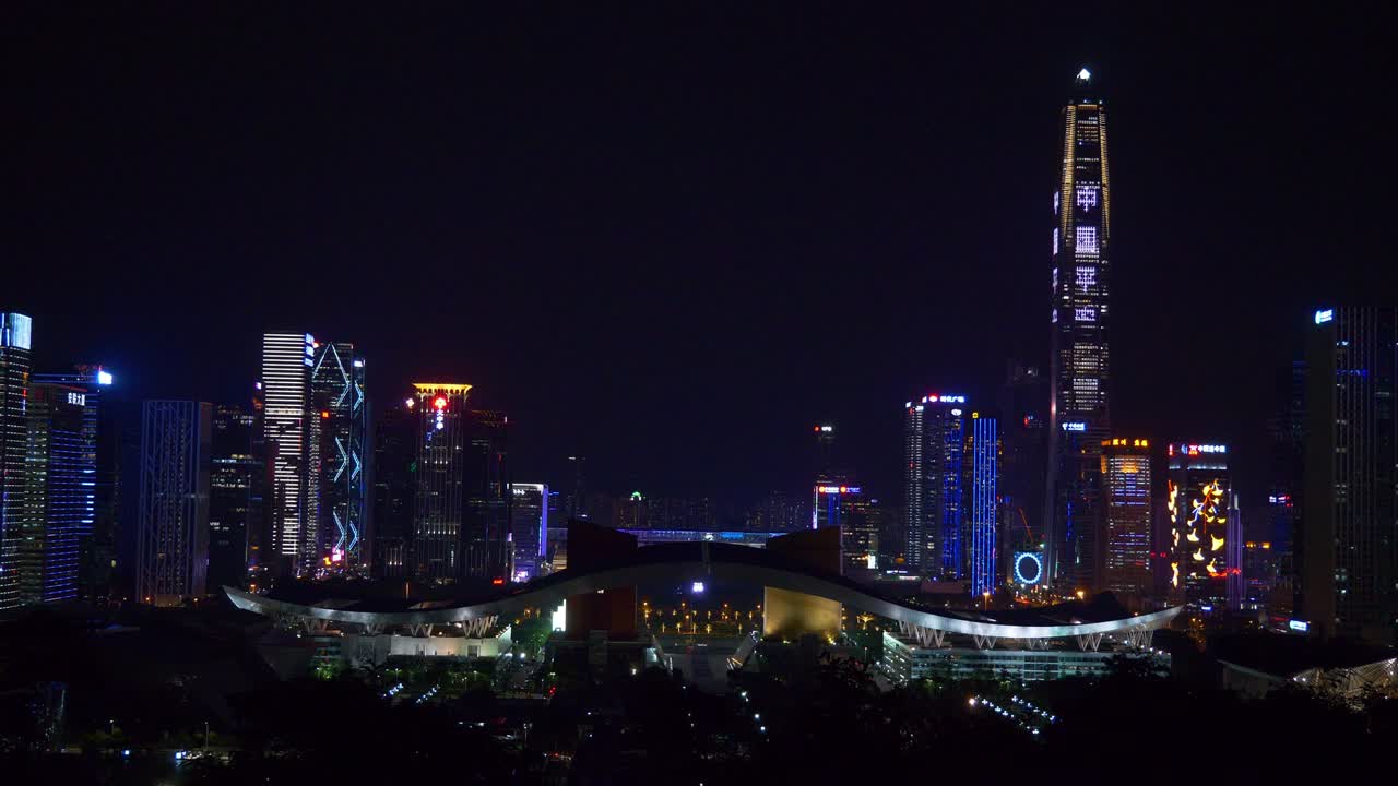 밤 시간 젠 시 다운타운 파크 뷰 포인트 파노라마 4k 중국