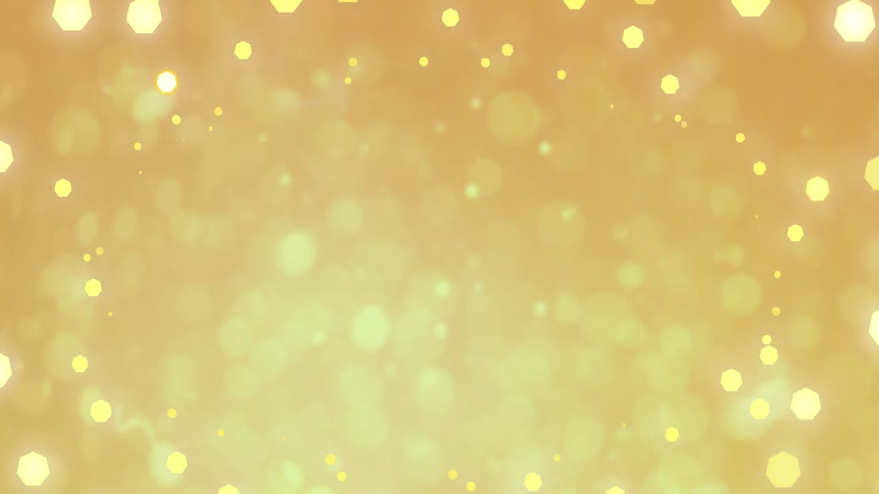 금색 배경 위에 박이는 크리스마스 요정 불빛의 애니메이션