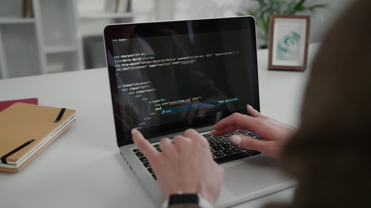 Coding on a laptop