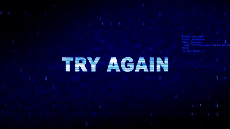 Try Again Text Digital Noise Twitch Glitch Distortion Effect Error Animation.