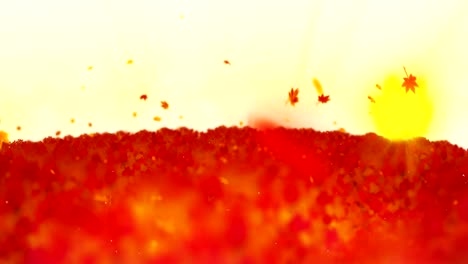 autumn forest landscape illustration, abstract nature background, maple leaf loop animation,