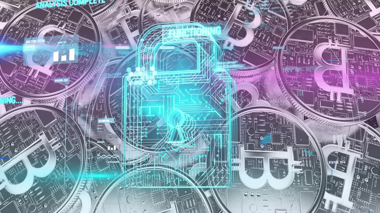 비트코인과  ⁇ 락을 통한 데이터 처리의 애니메이션