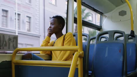 woman travelling in bus 4k