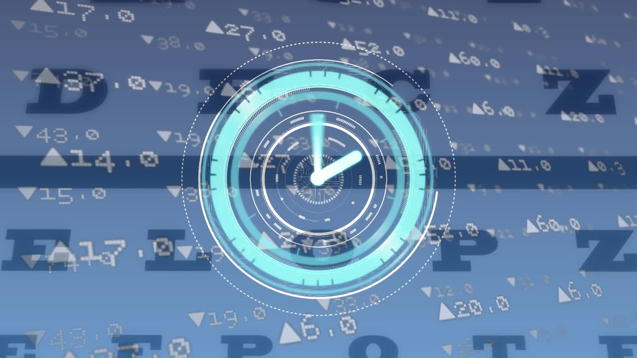 Animation of data processing over clock moving