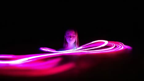 woman in neon light