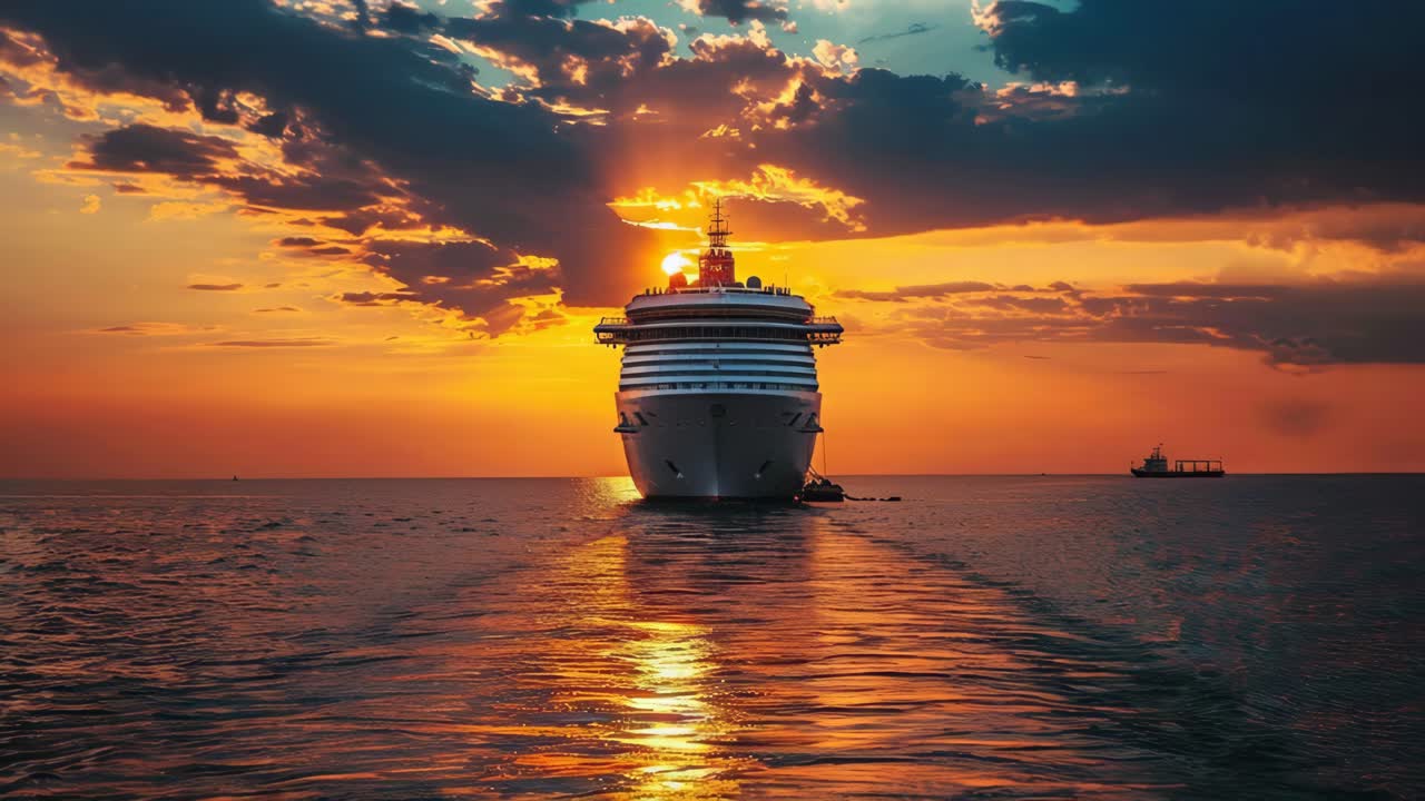 해가 지는 순항선