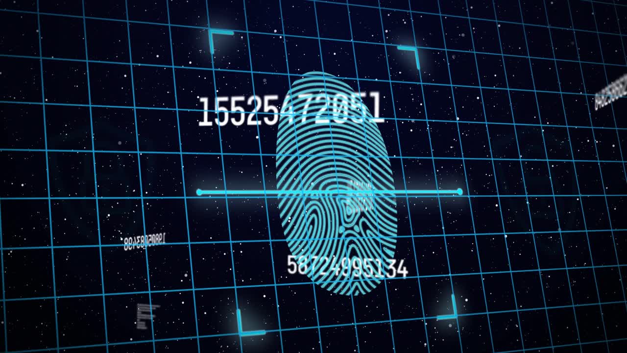 animación del procesamiento de datos sobre huellas dactilares