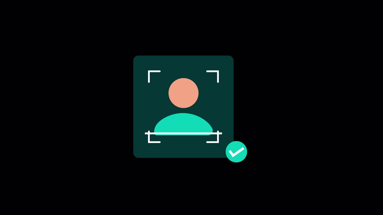 Animated Facial Recognition Scan Icon with Success Checkmark