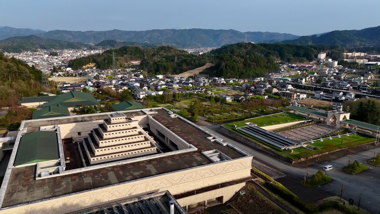 Takayama, Japan, Drone shot of Sukyo Mahikari Shrine and museum