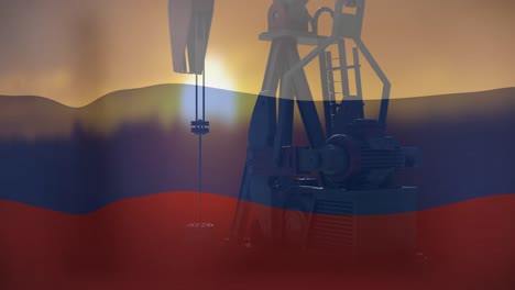 Animation-of-pump-jacks-over-flag-of-russia