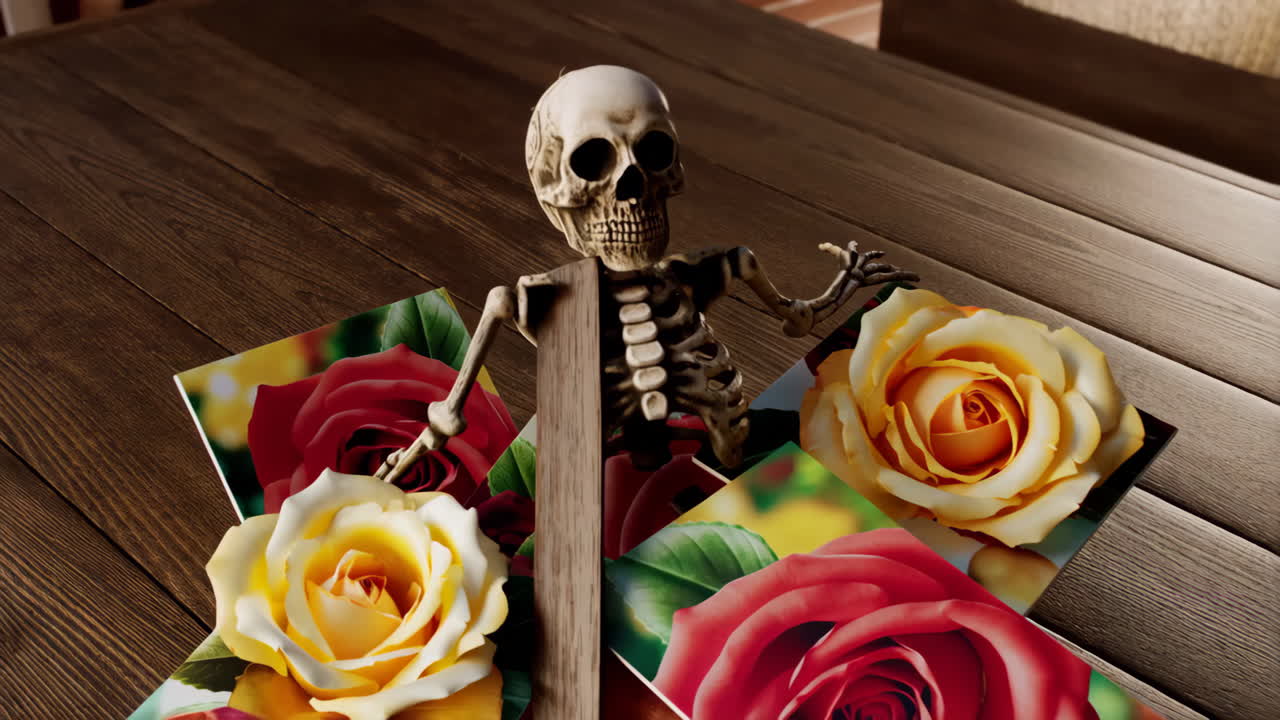 Skeleton and Roses Arrangement