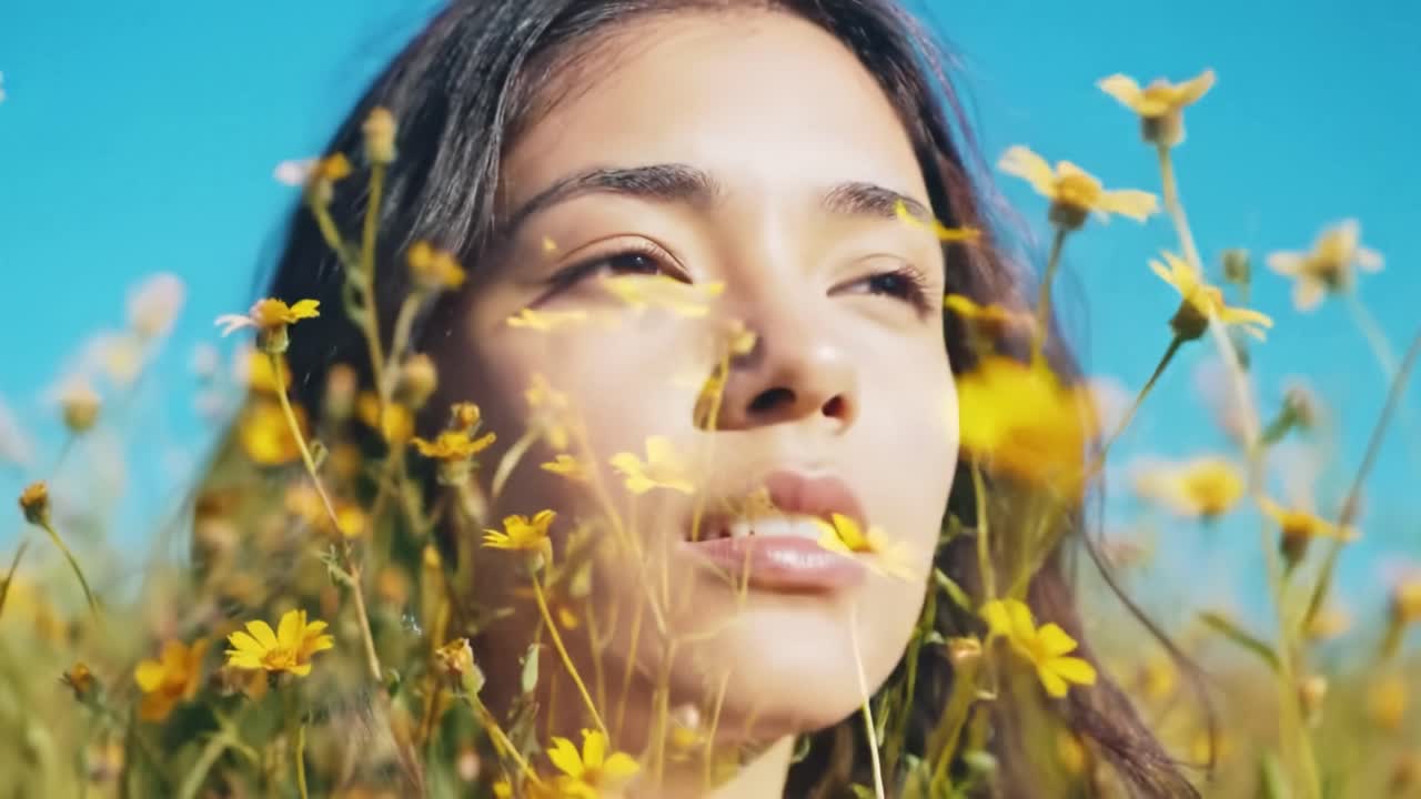 Experience tranquility in a vibrant field of wildflowers on a sunny day