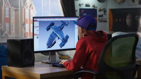Boy Designing a Drone Model on a Computer