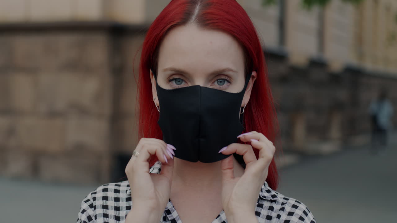 Woman Wearing Face Mask Outdoors