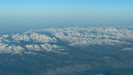 Pyrennes-mountains,-aerial-view-from-a-jet-cockpit,-pilot-point-of-view