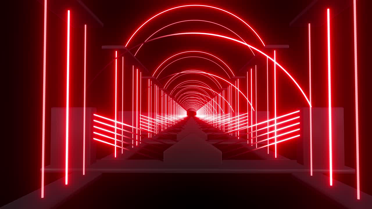 Red Neon Tunnel 3D Visualization