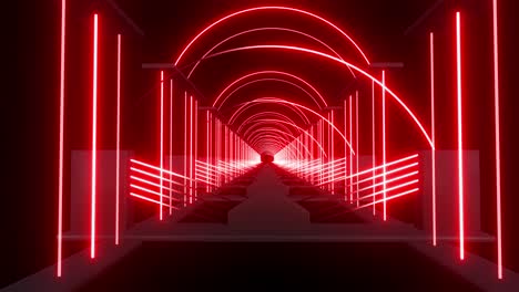 red neon tunnel 3d visualization