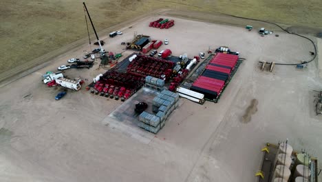 drone hook shot over a fracking operation on the plains of eastern colorado 2021