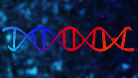 animation of dna strand over shapes on black background