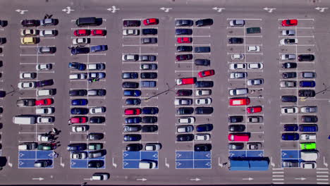 aerial view a large number of cars different brands standing parking lot