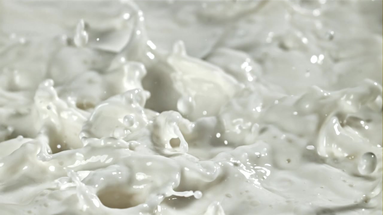 Latte bianco che schizza e increspa con gocce che cadono