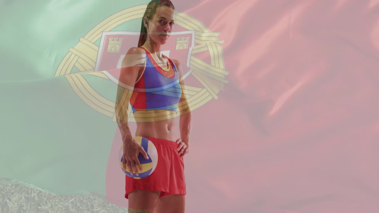 카우카스 여성 배구 선수 위에 포르투갈 발의 애니메이션