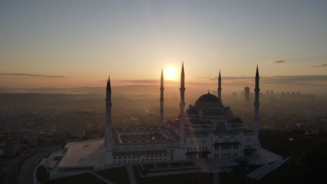 camlica mosque in the sunrise drone video uskudar istanbul turkey