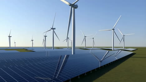 wind turbines and solar panels in a renewable energy landscape