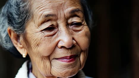 close-up portrait of an elderly asian woman