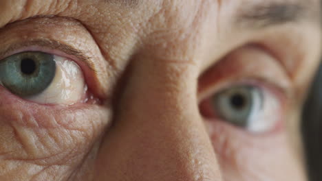 macro de cerca ojos azules mujer vieja buscando curiosidad saludable de mediana edad concepto de la vista